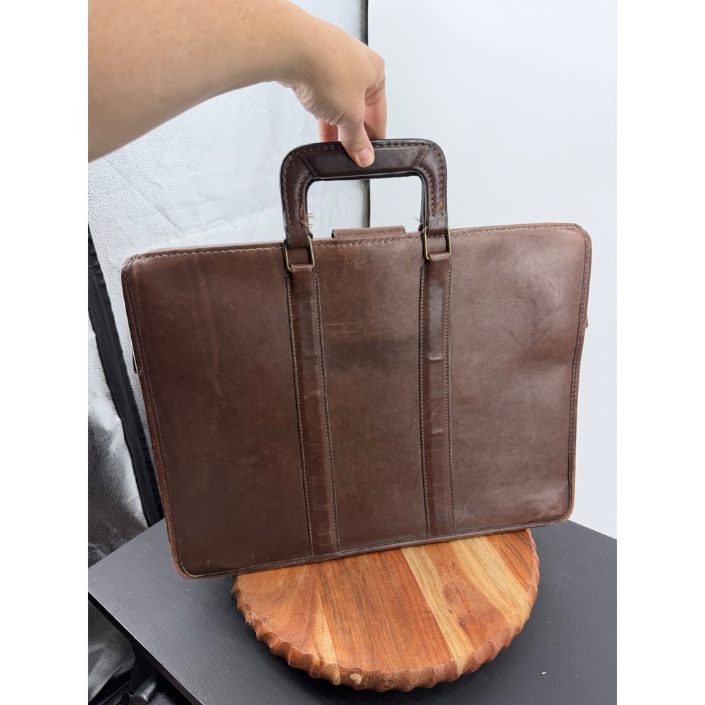 Coach gladstone Briefcase Mens OS Brown Leather Vintage Brass Lock USA 5220 - Picture 3 of 11